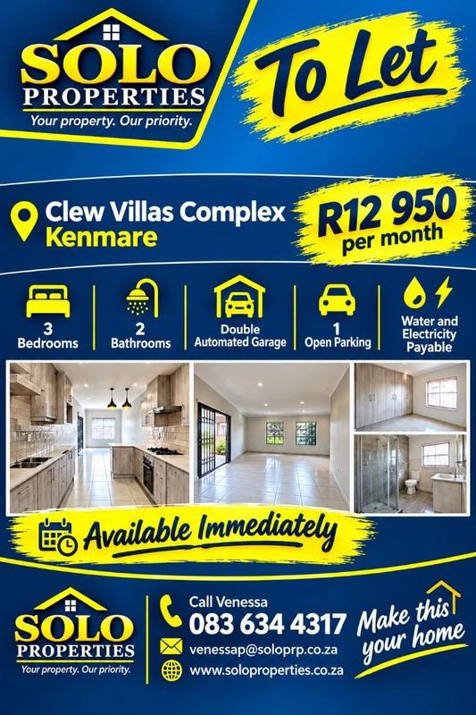 To Let 3 Bedroom Property for Rent in Kenmare Gauteng
