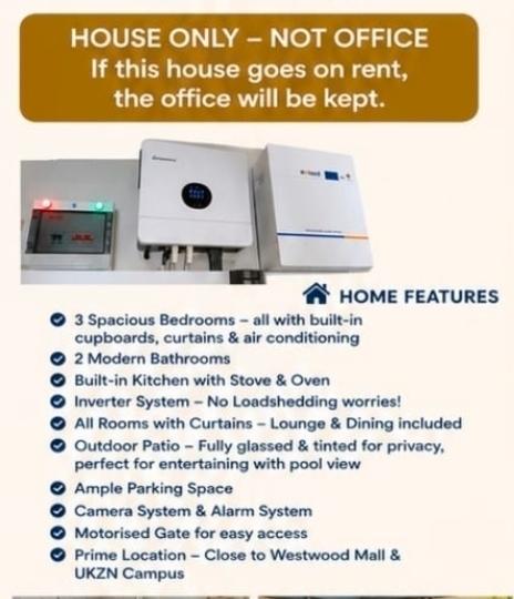 To Let 3 Bedroom Property for Rent in Westville KwaZulu-Natal